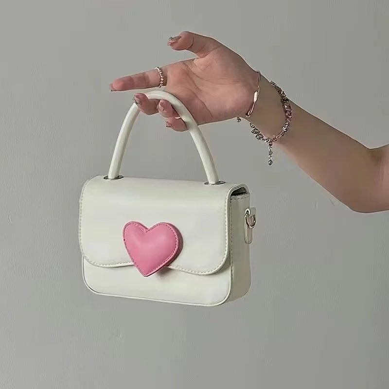 Pink Heart Girly Small Shoulder Bag Love Women Tote Purse Handbags