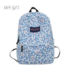 Pink Leopard Print Student Schoolbag Travel Backpack