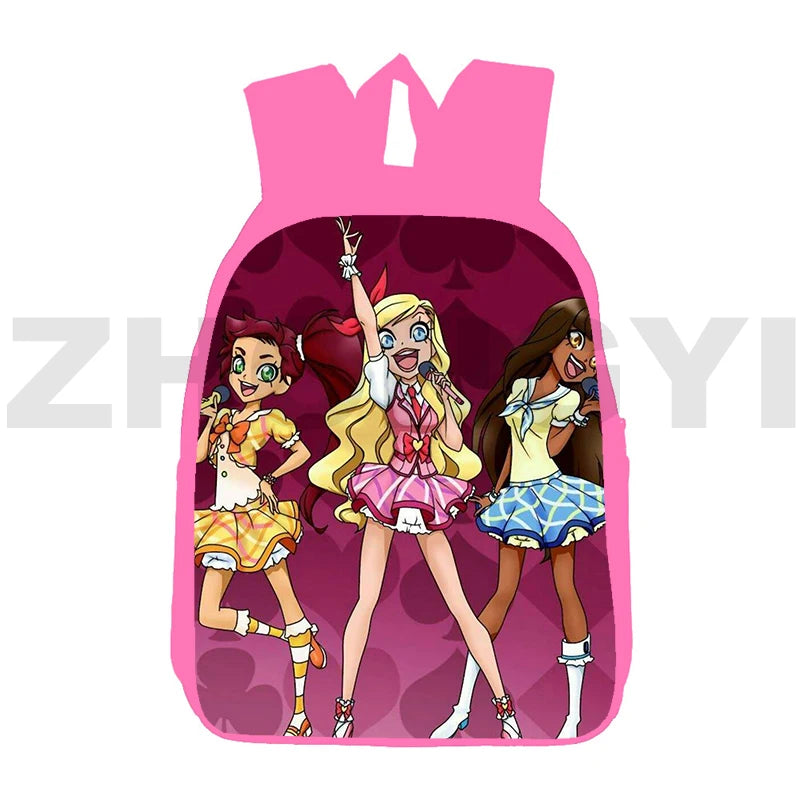 Pink Lolirock Backpack Teens School Bag 12/16 Inch 3D Anime Daily Pack Student