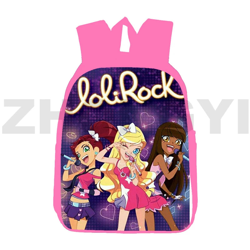 Pink Lolirock Backpack Teens School Bag 12/16 Inch 3D Anime Daily Pack Student