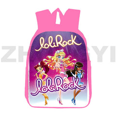 Pink Lolirock Backpack Teens School Bag 12/16 Inch 3D Anime Daily Pack Student