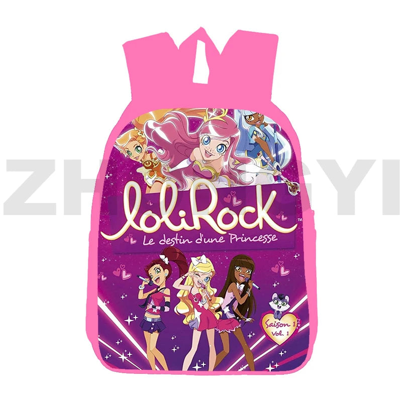 Pink Lolirock Backpack Teens School Bag 12/16 Inch 3D Anime Daily Pack Student