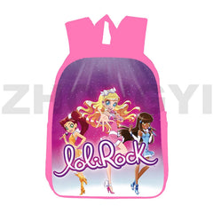 Pink Lolirock Backpack Teens School Bag 12/16 Inch 3D Anime Daily Pack Student