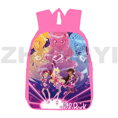 Pink Lolirock Backpack Teens School Bag 12/16 Inch 3D Anime Daily Pack Student