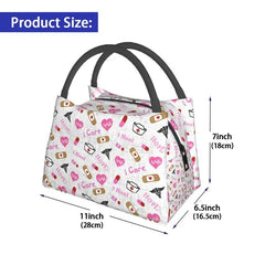 Pink Nurse Life Insulated Lunch Tote Bag for Women Nursing Medical Print