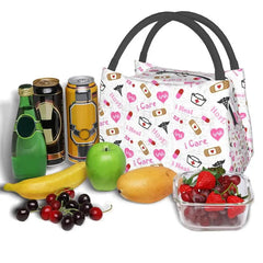 Pink Nurse Life Insulated Lunch Tote Bag for Women Nursing Medical Print