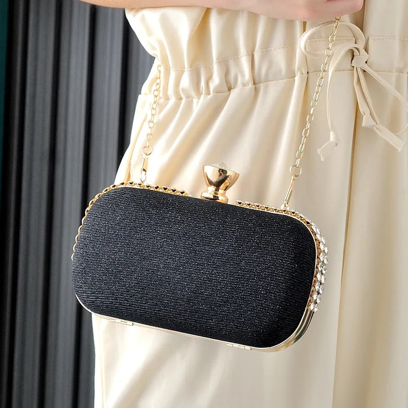 Pink Crossbody Handbag Diamond Clutch Crystal Wedding Bag