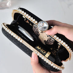 Pink Crossbody Handbag Diamond Clutch Crystal Wedding Bag