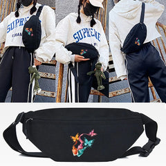 Pink Red Butterfly Printing Waist Bags Chest Pack Unisex Running Belt Sports Bag