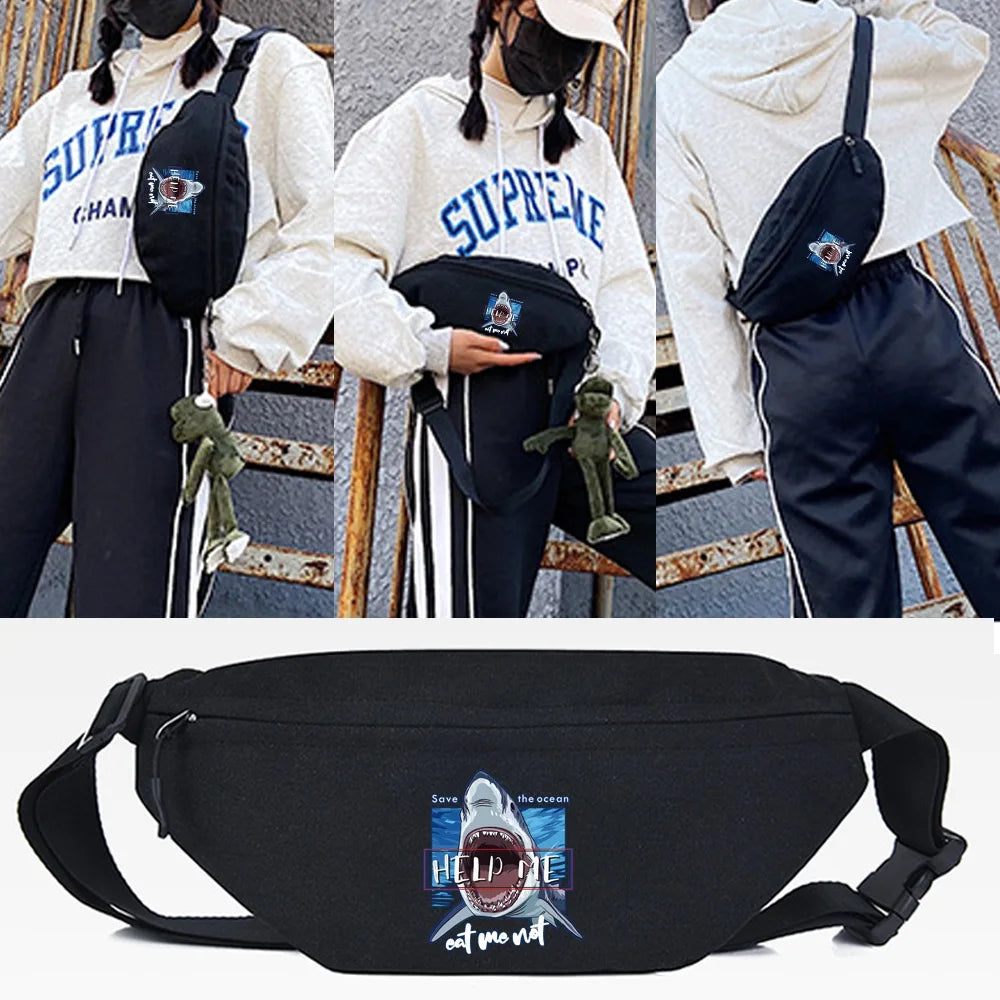 Rose Skull Print Waist Bag Outdoor Sports Unisex Fanny Pack