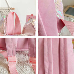 Pink Sequin Unicorn Backpack School Bag Girls 3D Student Mochila Book Bags
