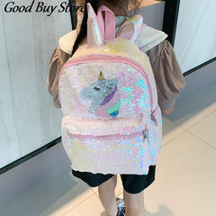 Pink Sequins Unicorn Satchel Student Bookbag School Bag