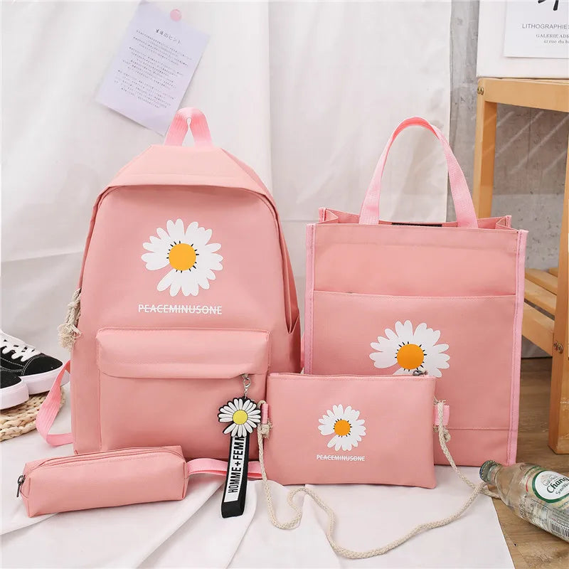 Pink Sugao 4PCS Backpack Bookbag Set Girls Pen Bag Travel Laptop Crossbody Bag