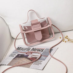 Pink Sugao Women Jelly Shoulder Bag Small Tote Crossbody Transparent Bag