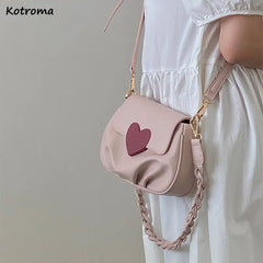 Pink Sweet Ruched Shoulder Bag Women Lovely Saddle