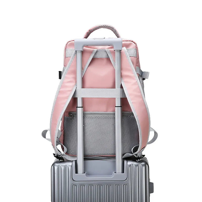 Pink Women Travel Backpack Water Repellent Anti-Theft Daypack Bag