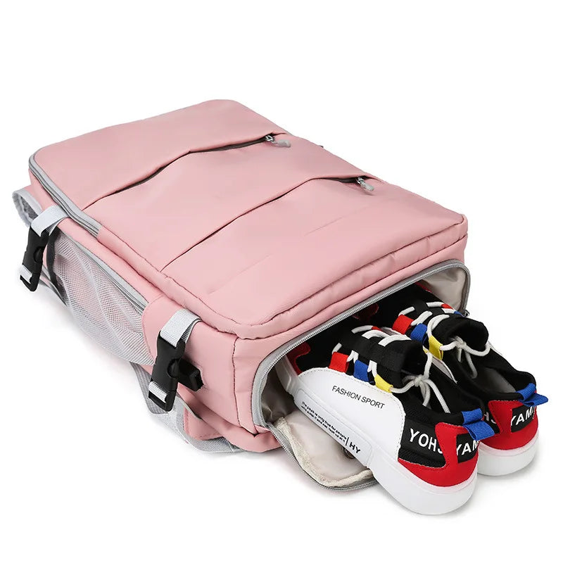 Pink Women Travel Backpack Water-Repellent Anti-Theft Stylish Daypack Bag