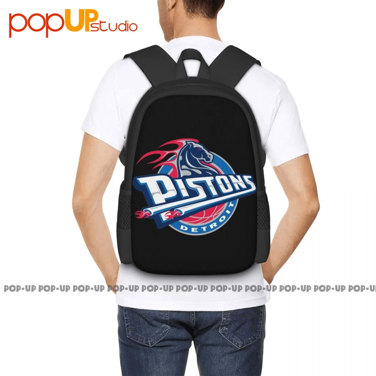 Pistons Detroit Large Capacity Backpack Vintage Sports Bag