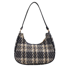 Plaid Canvas Women's Bag PU Leather Shoulder Bag