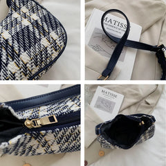 Plaid Canvas Women's Bag PU Leather Shoulder Bag