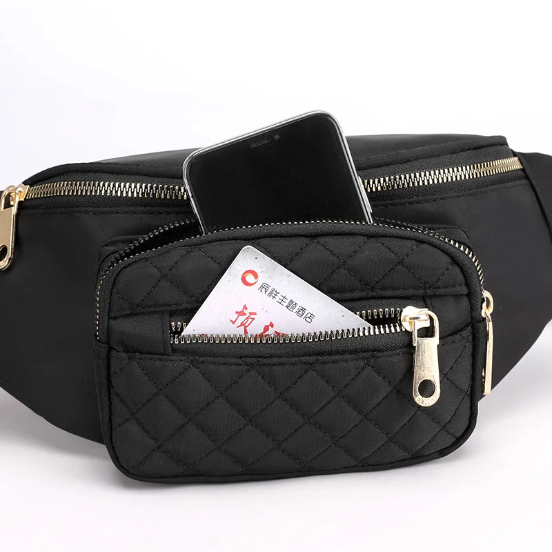 Colorful Plaid Chest Bag Nylon Waist Bag Men Women