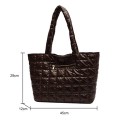 Plaid Cotton Padded Tote Bag Women's Casual Shoulder Bag
