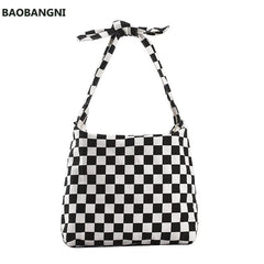 Plaid Canvas Shopper Bag Shoulder Crossbody Bags for Women Casual Shopping Tote