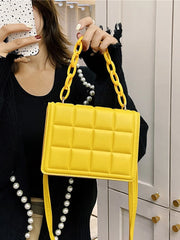 Plaid Flap Shoulder Crossbody Bag Chain PU Leather Handbag Tote Clutch