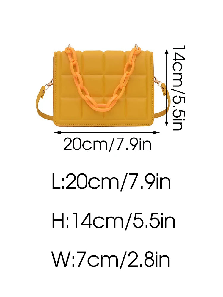 Plaid Flap Shoulder Crossbody Bag Chain PU Leather Handbag Tote Clutch