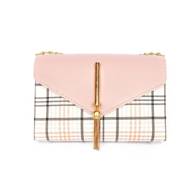 Plaid Fringed Handbags One-Shoulder Small Square Bags For Women