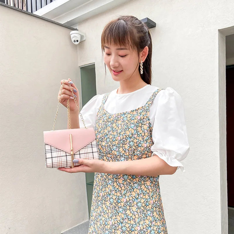 Plaid Fringed Handbags One-Shoulder Small Square Bags For Women