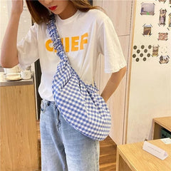 Plaid Large Capacity Shoulder Bags Women Girls Candy Travel Portable