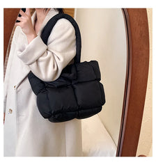 Large Plaid Tote Bag Women's Handbag Nylon Crossbody Shoulder Underarm Bag