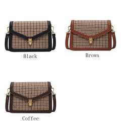 Plaid PU Leather Crossbody Bag Chain Shoulder Messenger Small Bag Female Travel