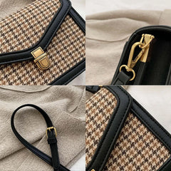 Plaid PU Leather Crossbody Bag Chain Shoulder Messenger Small Bag Female Travel