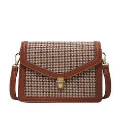 Plaid PU Leather Crossbody Bag Chain Shoulder Messenger Small Bag Female Travel