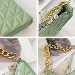 Plaid PU Leather Shoulder Bag Chain Handbag Purse Female Shopping Bag