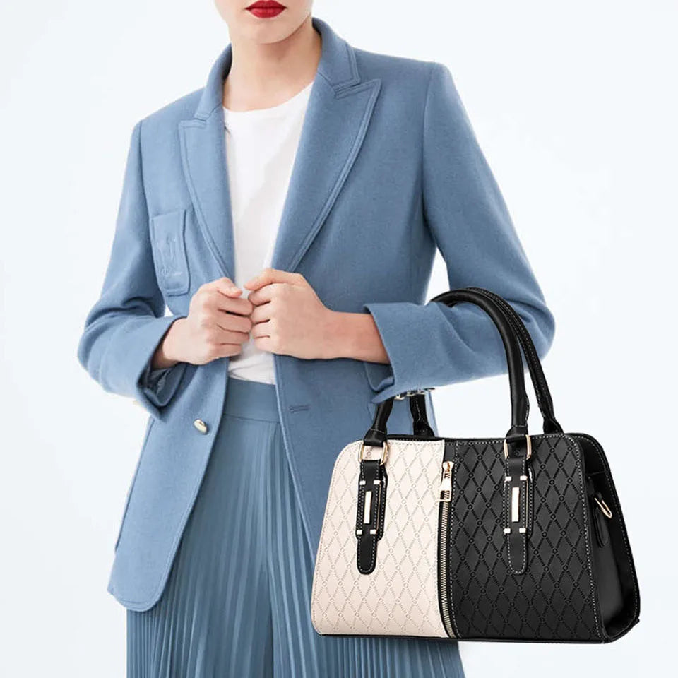 Plaid Patchwork Handbags PU Leather Crossbody Women Bag Yellow
