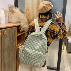 Sweet Plaid Pattern Backpack for Student Girls
