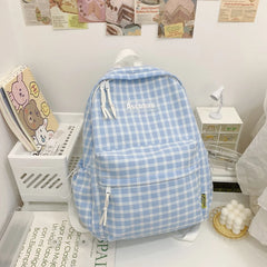 Sweet Plaid Pattern Backpack for Student Girls