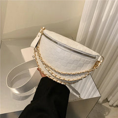 Plaid Pattern Chain Waist Bag Female Crossbody Bag