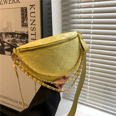 Plaid Pattern Chain Waist Bag Female Crossbody Bag
