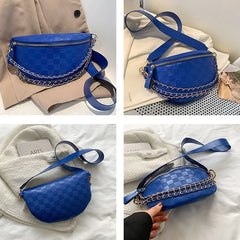 Plaid Pattern Chain Waist Bag Female Crossbody Bag