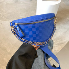 Plaid Pattern Chain Waist Bag Female Crossbody Bag