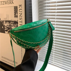 Plaid Pattern Chain Waist Bag Female Crossbody Bag