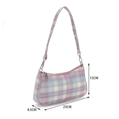 Plaid Print Underarm Bags Chain Strap Mini Handbags