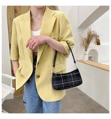 Plaid Print Underarm Bags Cloth Ladies Handbags Women Shoulder Bags