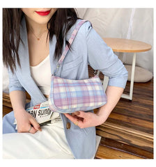 Plaid Print Underarm Bags Cloth Ladies Handbags Women Shoulder Bags