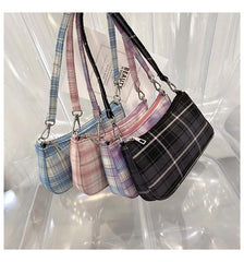 Plaid Print Underarm Bags Cloth Ladies Handbags Women Shoulder Bags