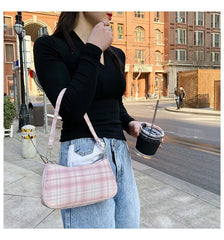Plaid Print Underarm Bags Cloth Ladies Handbags Women Shoulder Bags